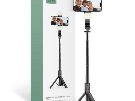 Tech-Protect L05S Kompakt Selfiestang m. Tripod & Led Lys - Bluetooth - Sort Fashion