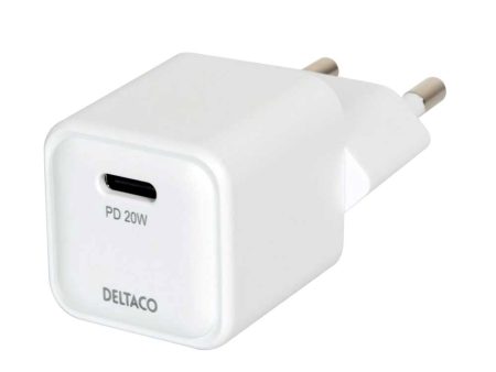 Deltaco PD 20W Mini Vægoplader m. USB-C - Hvid Online