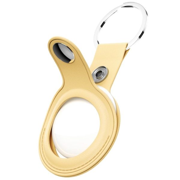 KeyBudz AirTag Nøglering - Snap Ring - 1 Pack - Læder - Gul Sale