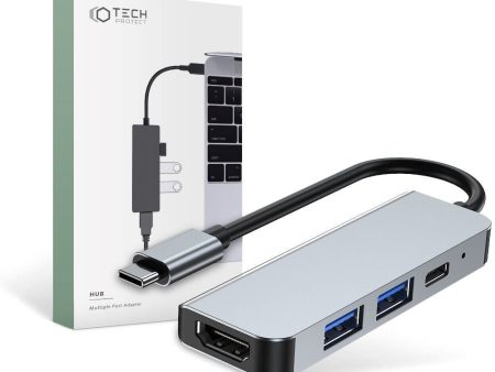 Tech-Protect V2-Hub Adapter 4-in-1 Multi Adapter - Grå Discount