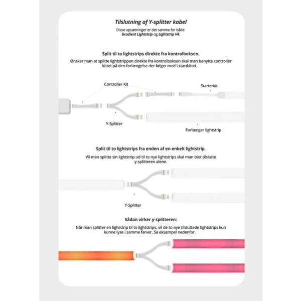 Light Solutions - Philips Hue Gradient LightStrip Y-Splitter Kabel - Hvid Fashion