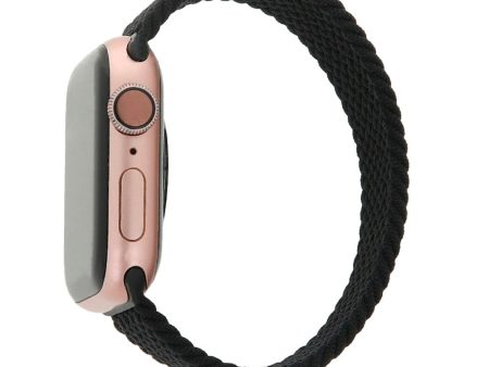 Apple Watch (42 44 SE 45 46 49mm) Elastisk Stof Rem - Str. M - Sort Fashion