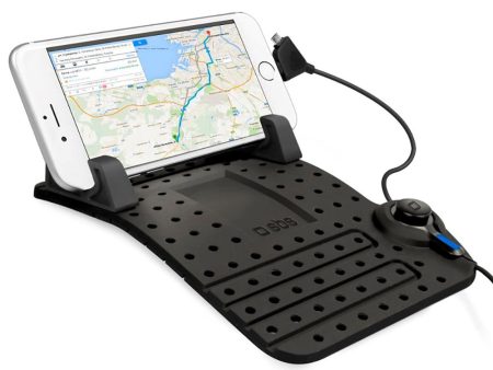 SBS Smartphone Holder - Anti-Slip Pad m. Opladerkabel - Sort For Cheap