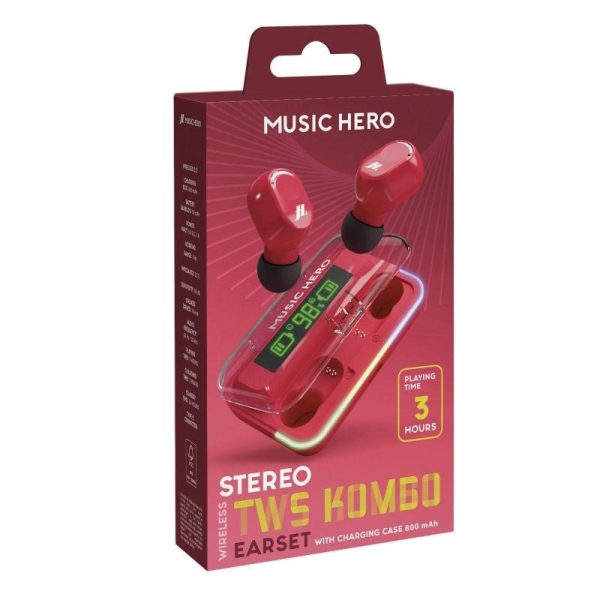 Music Hero True Wireless In-Ear Høretelefoner - Rød Fashion