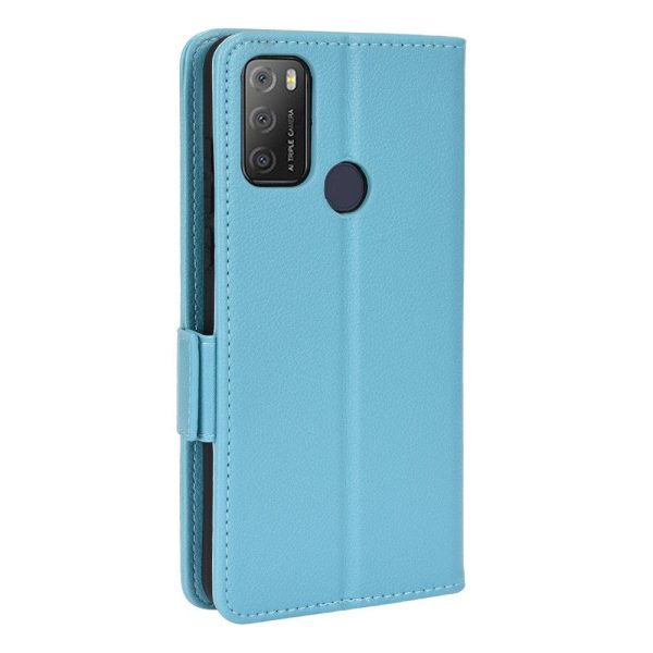 Alcatel 1S (2021)   3L (2021) Litchi Læder Cover m. Pung - Turkis Online Hot Sale