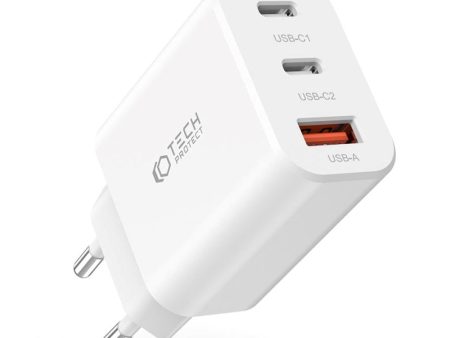 Tech-Protect Network 30W Vægoplader m. 2 x USB-C & 1 x USB-A - Hvid Sale