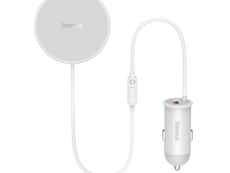 Baseus Magnetisk Biloplader til Blæseren 15W + USB-A 25W - MagSafe Kompatibel - Hvid Online