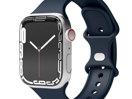 Apple Watch (42 44 SE 45 46 49mm) Vonmählen Classic Band Silikone Rem - Mørkeblå For Discount