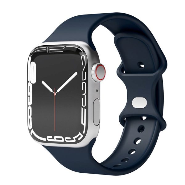 Apple Watch (42 44 SE 45 46 49mm) Vonmählen Classic Band Silikone Rem - Mørkeblå For Discount