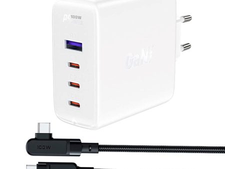 Acefast GaN Charger 100W PD - Vægoplader m. 1 x USB-A & 3 x USB-C - Hvid Sale