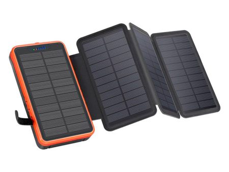 Lippa Foldbar Solcelle PowerBank 10.000 mAh 10.5W 2 x USB-A m. Lommelygte - Sort   Orange Supply