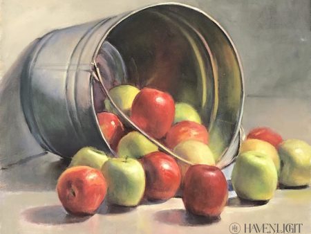 Apple Bucket 16  x 20  Original Painting Sale