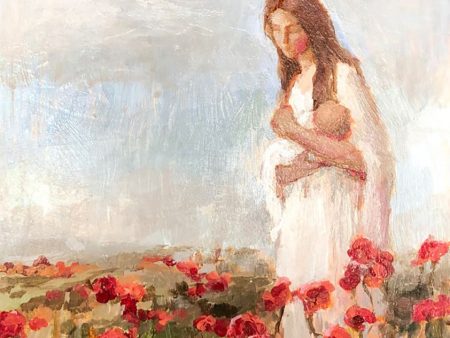 Mother and Babe in a Field of Poppies Original Artwork Online Hot Sale