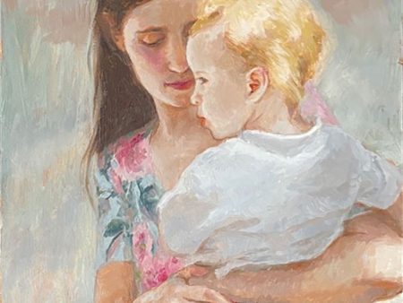 Mother and Child in Spring Original Artwork Hot on Sale