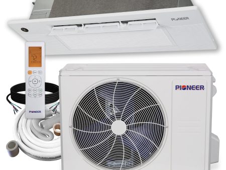 Pioneer® 18,000 BTU 21.8 SEER2 One-Way Ceiling Cassette Mini-Split Air Conditioner Heat Pump System Full Set 230V Supply