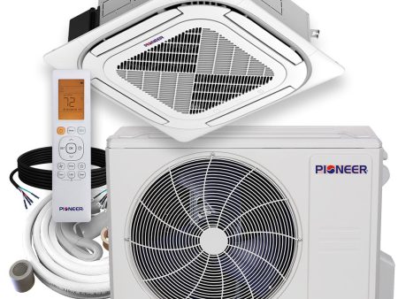 Pioneer® 24,000 BTU 21.5 SEER2 8-Way Slim Cassette Mini-Split Air Conditioner Heat Pump System Full Set 230V Discount