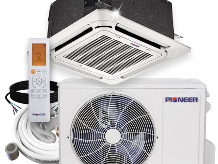 Pioneer® 12,000 BTU 22.7 SEER2 8-Way Compact Cassette Mini-Split Air Conditioner Heat Pump System Full Set 230V Sale