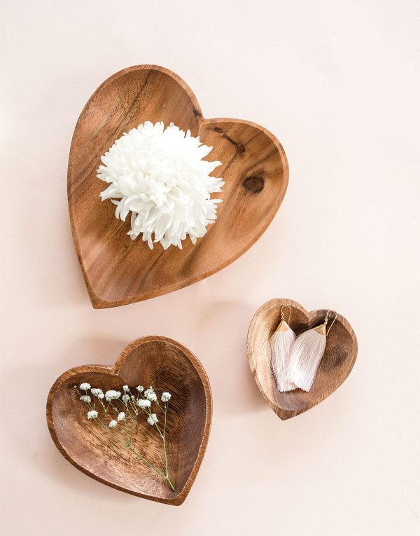 Acacia Wood Heart Tray - Medium Sale