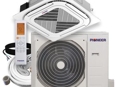 Pioneer® 36,000 BTU 19.2 SEER2 8-Way Slim Cassette Mini-Split Air Conditioner Heat Pump System Full Set 230V Supply