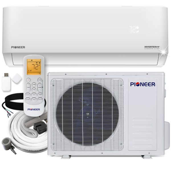 Pioneer® Diamante Ultra 24,000 BTU 20 SEER2 Ductless Mini-Split Inverter++ Energy-Star Wi-Fi Air Conditioner Heat Pump Full Set 230V with 16 Ft. Kit Cheap