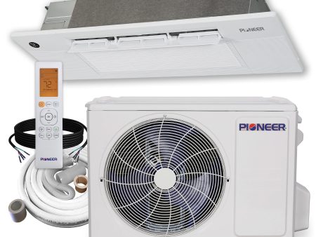 Pioneer® 9,000 BTU 22.5 SEER2 One-Way Ceiling Cassette Mini-Split Air Conditioner Heat Pump System Full Set 230V For Sale