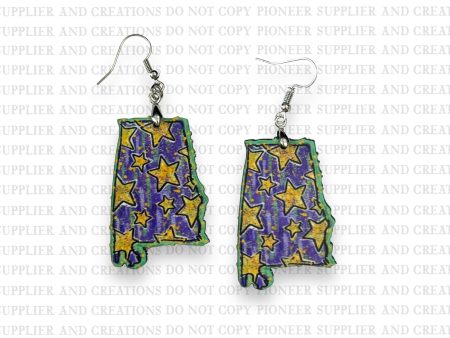 Alabama Mardi Stars Earring Sublimation Blanks | Exclusive Pixel Pop on Sale