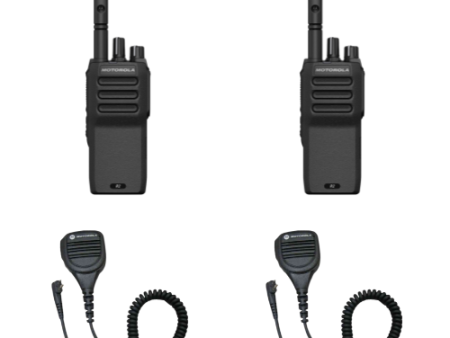 2 Pack Motorola MOTOTRBO R2 AAH11YDC9JA2AN UHF 400-480MHz Digital Two Way Radio with PMMN4029 Speaker Microphone Supply