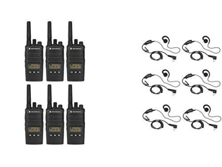 6 Pack of Motorola RMU2080D UHF 2 Watt 8 Channel Business Radio with HKLN4604 C-Ring Headset Online