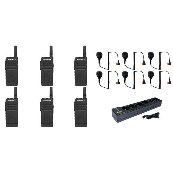 SL300-V-SC-2 VHF 136-174MHz 2 Channel 3 Watt Digital DMR Non-Display Radio with E346 Surveillance Headset and M4013 Speaker Microphone and PMLN7101 Multi Unit Charger (6 Pack) Sale