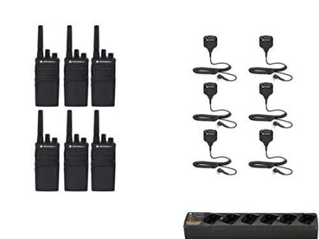 6 Pack of Motorola RMV2080 VHF 2 Watt 8 Channel Radio with HKLN4606Speaker Microphone and PMLN6384 Multi-Unit Charger Hot on Sale