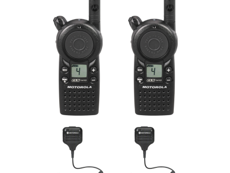 2 Pack of Motorola CLS1410 UHF 1 Watt 4 Channel Lightweight Business Radio with HKLN4606 Speaker Microphone Sale