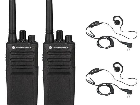 2 Pack of Motorola RMU2040 Radios with 2 Push to Talk (PTT) earpieces. Cheap