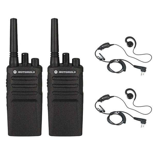 2 Pack of Motorola RMU2040 Radios with 2 Push to Talk (PTT) earpieces. Cheap