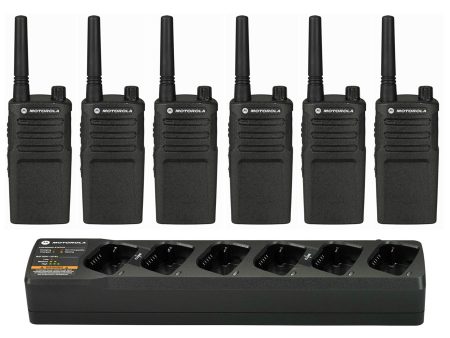 6 Motorola RMU2040 - UHF 2 Watt 4 Channel Radios & 1 Motorola PMLN6384 6 Radio Charger Black For Cheap