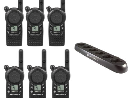 6 Pack of Motorola CLS1410 UHF 1 Watt 4 Channel Lightweight Business Radio with 56531 Multi-Unit Charger For Discount